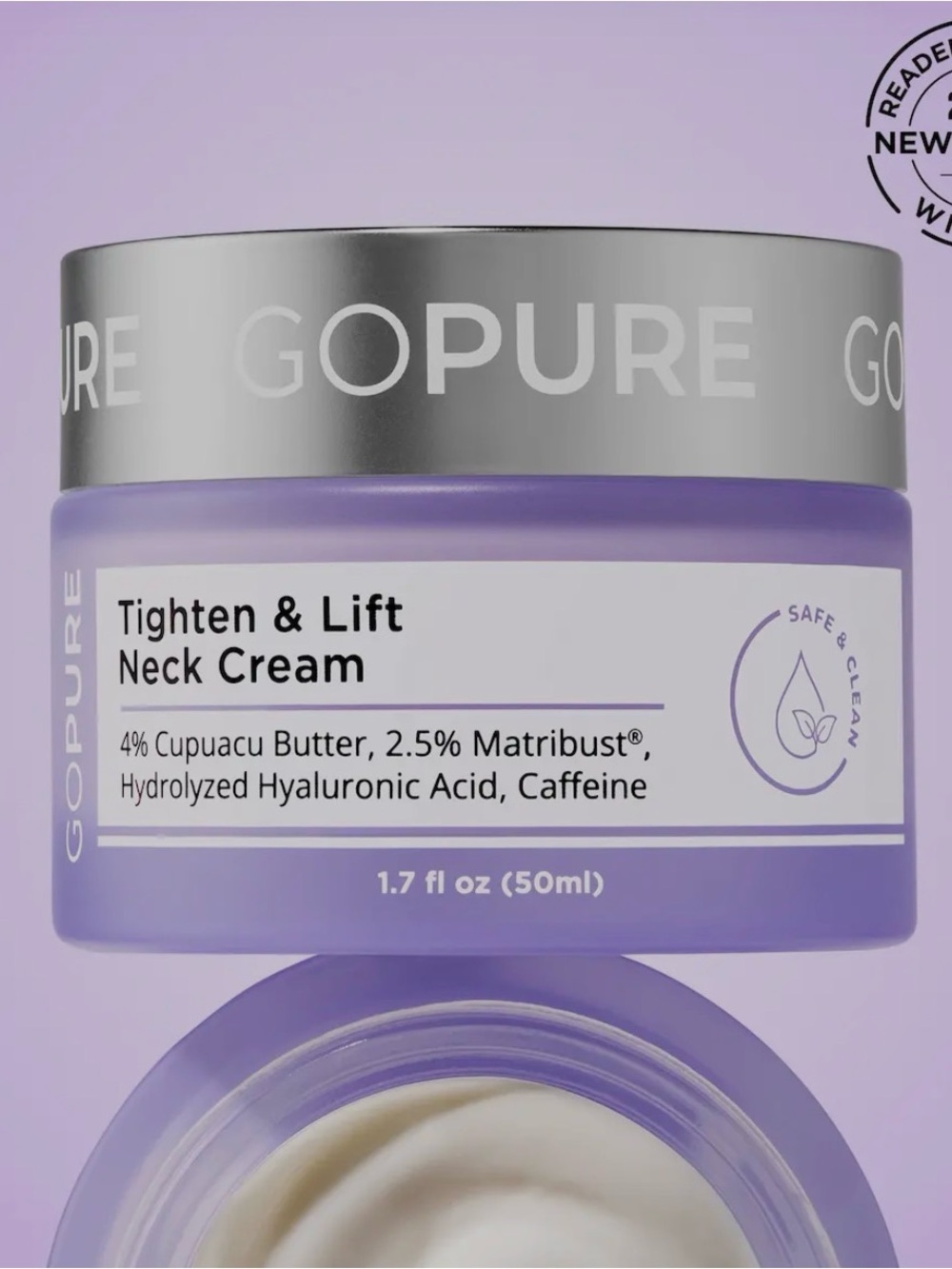 GOPURE Tighten & Lift Neck Cream - Lavender Jar 1.7 oz new/sealed exp 2028